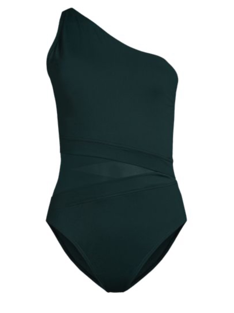 Lands’ End Smoothing Control Mesh High Leg One Shoulder One Piece Deep Balsam
